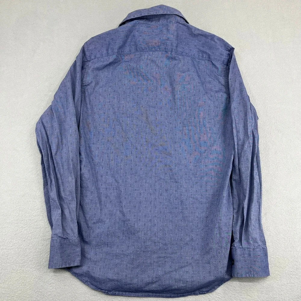 Banana Republic Mens Small Blue‎ Micro Diamond Stretch Soft Wash Slim Fit Shirt